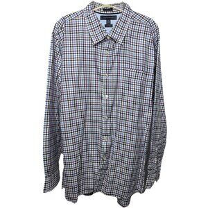 Tommy Hilfiger Men's XL Button Down Shirt‎ Custom Fit Purple Blue Plaid Cotton